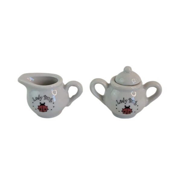 Schylling Childs Miniature Tea Set Ladybug Fly Away Home Collectible White Red - Picture 8 of 11